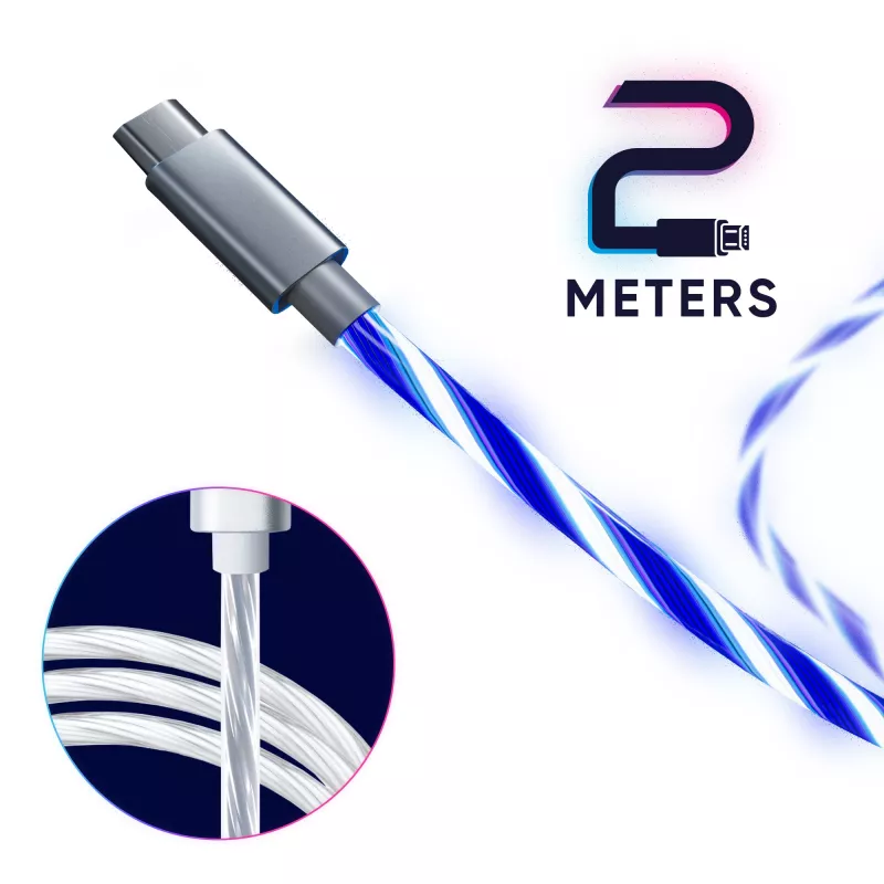 Oniverse cabo de carregamento Micro-USB com LED – 2 metros – branco (multiplataforma)