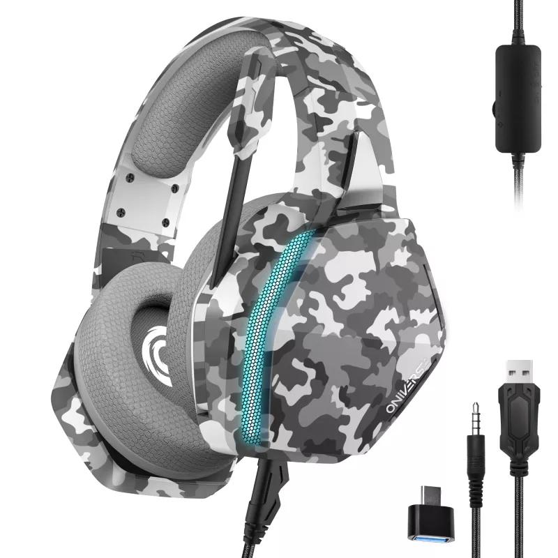 Oniverse headset gaming Nebula - Urban Camo (multiplataforma), com fios, 20 - 20000 Hz, gaming, 356 g, headset, padrão camuflado