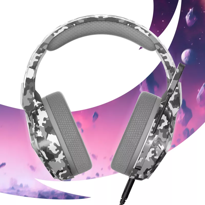 Oniverse headset gaming Nebula - Urban Camo (multiplataforma), com fios, 20 - 20000 Hz, gaming, 356 g, headset, padrão camuflado