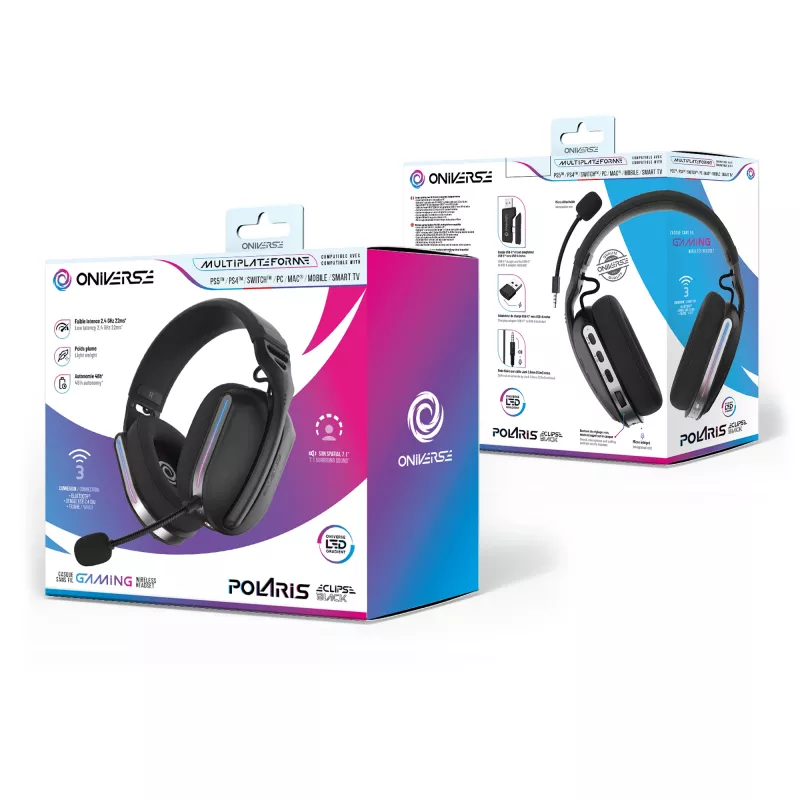 Oniverse headset gaming sem fios Polaris - Eclipse preto (multiplataforma)