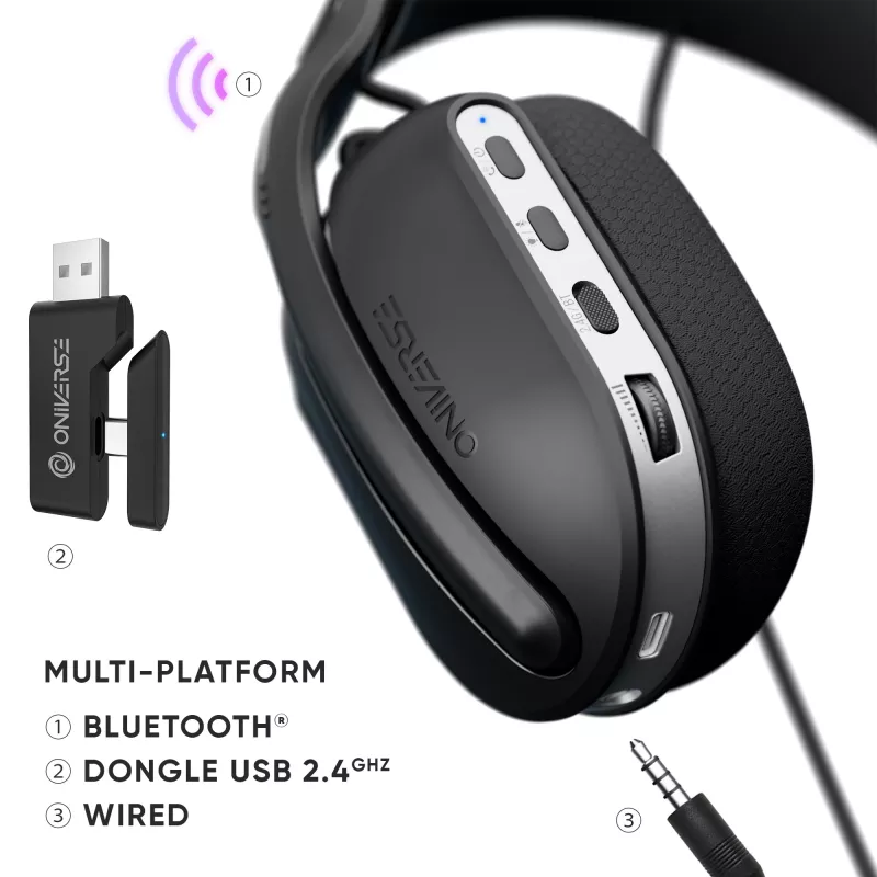 Oniverse headset gaming sem fios Polaris - Eclipse preto (multiplataforma)