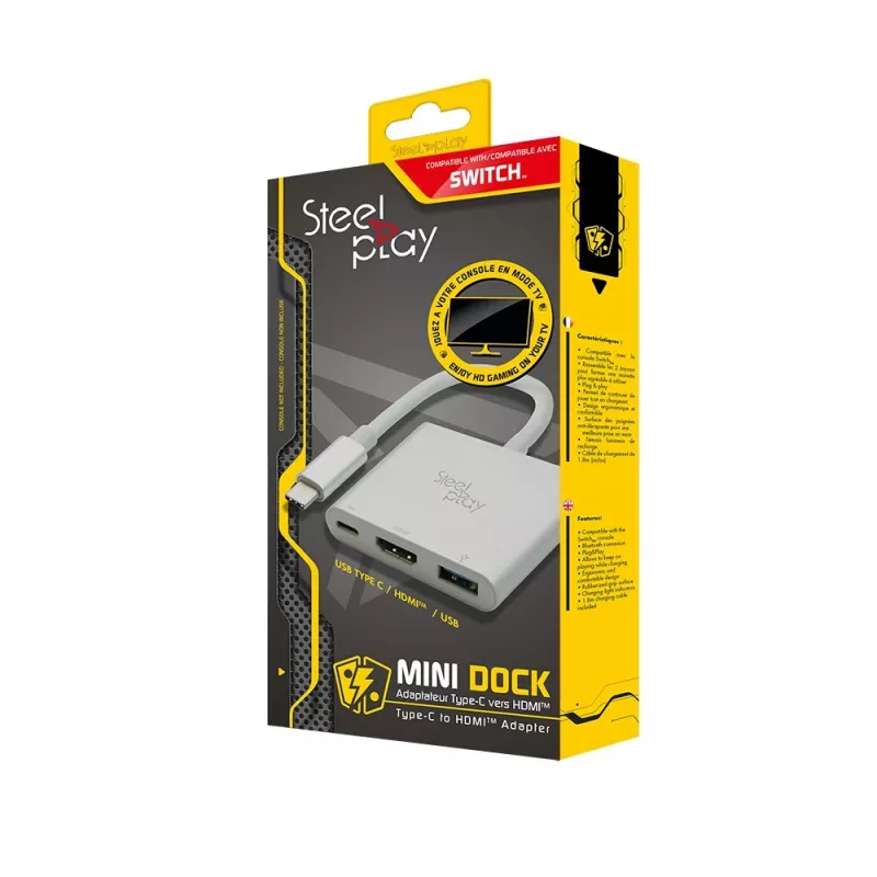 Steelplay Mini Dock - adaptador HDMI (Switch), USB Type-C, saída HDMI