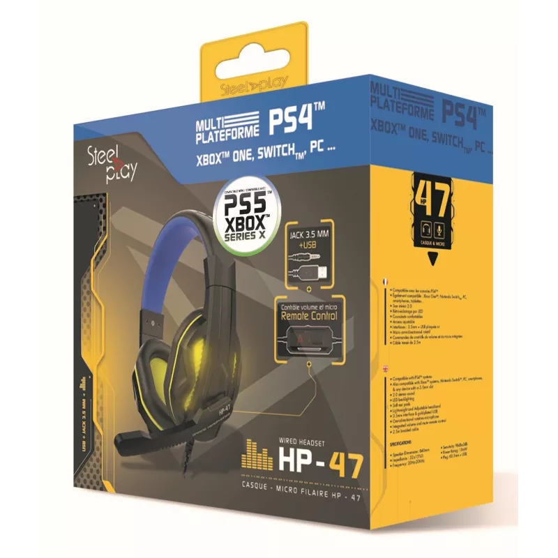 Steelplay HP47 headset com fios head-band gaming preto, amarelo