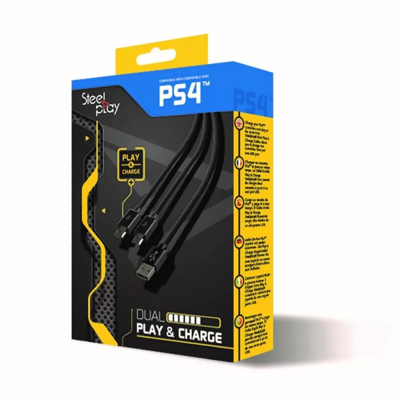 Steelplay cabo Dual Play & Charge para comando - preto (PS4)