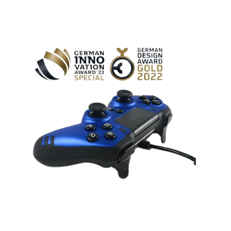 Lexip Metaltech - comando com fios - azul safira (multicor), gamepad, PC, PlayStation 4, D-Pad, botão Home, botão Options, botão Share, analógico/digital, multicor, com fios