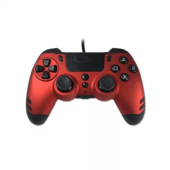 Lexip Metaltech – comando com fios – vermelho rubi (Multi), gamepad, PC, PlayStation 4, D-Pad, botão Home, botão Options, botão Share, analógico/digital, multicor, com fios