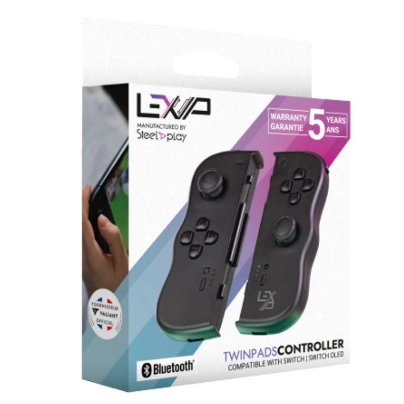 Lexip Adventure Twinpads preto (Switch), gamepad, Nintendo Switch, Nintendo Switch OLED, botão Capture, D-Pad, botão Home, analógico/digital, sem fios, Bluetooth