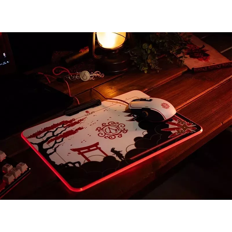 Lexip X Ubisoft - Assassin's Creed - Shadows tapete de rato, preto, dourado, vermelho, branco, imagem, alimentado por USB, tapete de rato gaming