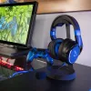 Headset Lexip Metaltech – sem fios, baixa latência, 32 h de autonomia – azul-cobalto