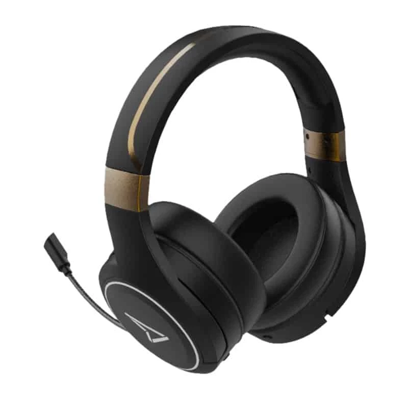 Headset Lexip Metaltech – sem fios com baixa latência, 32 h de autonomia – Radiance Gold