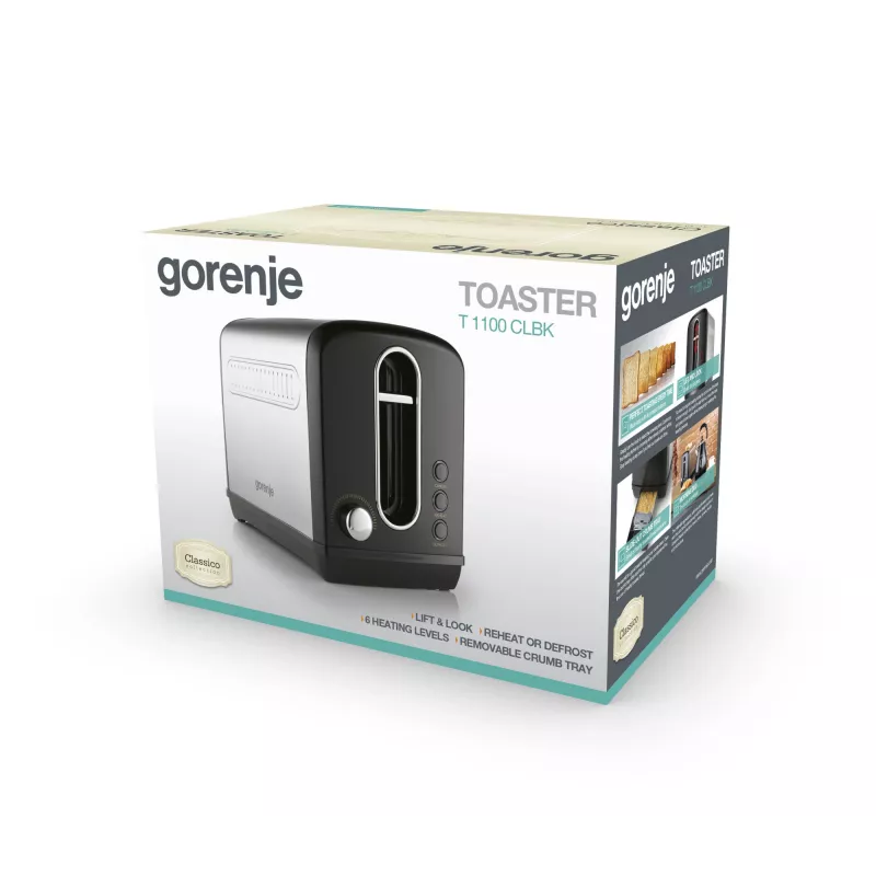 Gorenje T1100CLBK 6 2 fatias 1100 W preto