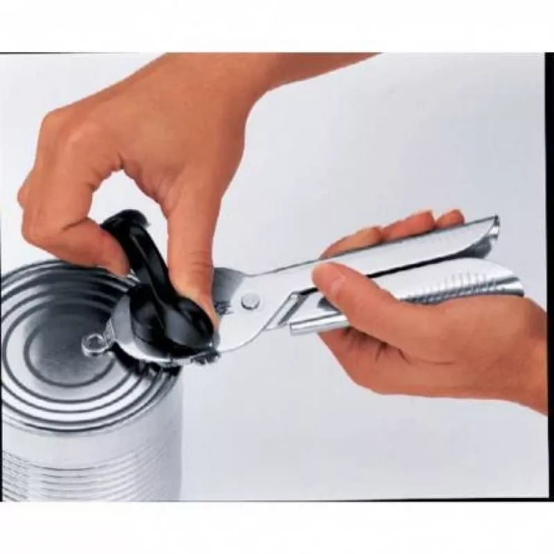 Abre-latas mecânico WMF Tin Up preto, aço inoxidável