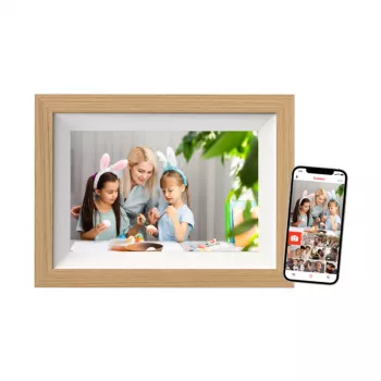 Moldura digital Braun DigiFrame 10W branca, madeira 25,6 cm (10,1 polegadas) ecrã tátil Wi-Fi