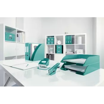Agrafador Leitz WOW, 15 folhas, turquesa, P2, n.º 10, 80 g/m², 4,95 cm, traseiro
