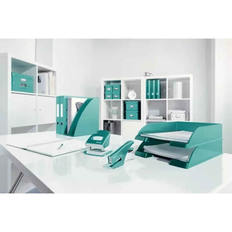 Agrafador Leitz WOW, 15 folhas, turquesa, P2, n.º 10, 80 g/m², 4,95 cm, traseiro