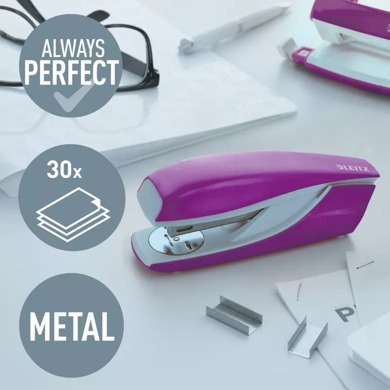 Agrafador Leitz WOW 5502 metal 30 folhas, 30 folhas, roxo, P3, metal, plástico, 80 g/m², 4 cm