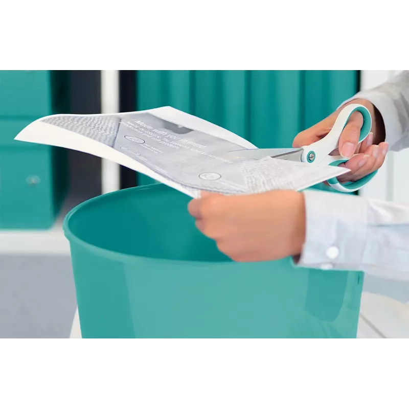 Tesoura de escritório Leitz WOW Titanium 205 mm, corte reto, individual, azul, branco, aço inoxidável, tesoura de escritório, titânio