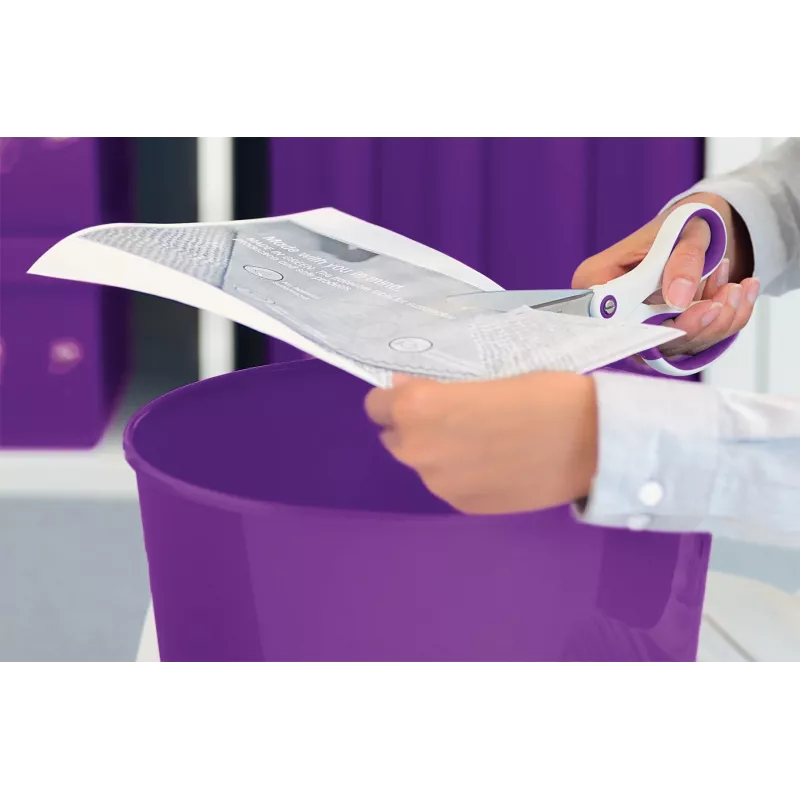 Tesoura de escritório Leitz WOW Titanium 205 mm, corte reto, individual, roxo, branco, aço inoxidável, tesoura de escritório, titânio