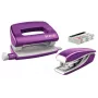 Conjunto agrafador e perfurador Leitz Mini WOW, 10 folhas, metálico, violeta, metal, plástico, 80 g/m², 3,5 cm, traseiro