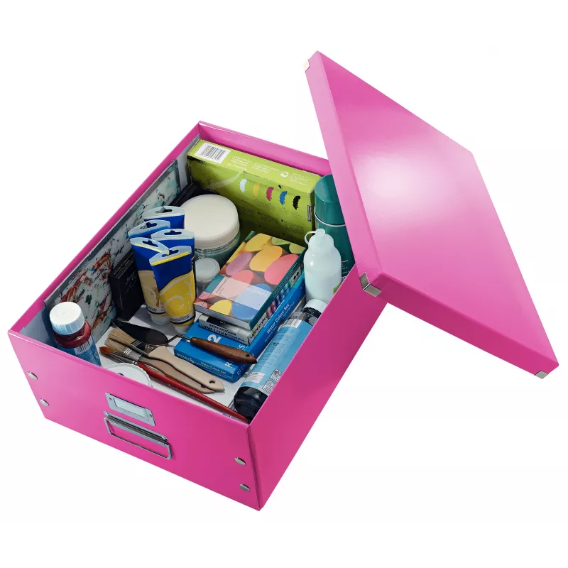Caixa de armazenamento grande Leitz Click & Store WOW, rosa, cartão, níquel, 369 mm, 482 mm, 200 mm
