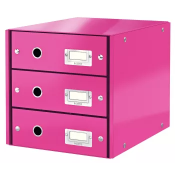Gaveteiro Leitz Click & Store WOW (3 gavetas), rosa, cartão, 286 mm, 358 mm, 282 mm, 2,21 kg