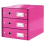 Gaveteiro Leitz Click & Store WOW (3 gavetas), rosa, cartão, 286 mm, 358 mm, 282 mm, 2,21 kg