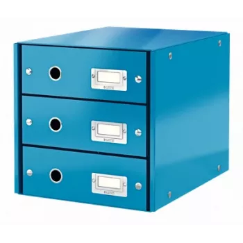 Gaveteiro Leitz Click & Store WOW (3 gavetas), azul, cartão, 2,21 kg