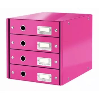 Gaveteiro Leitz Click & Store WOW (4 gavetas), rosa, cartão, 2,49 kg