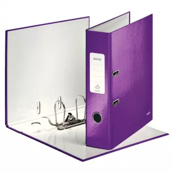 Dossier de alavanca Leitz 180° WOW POB/laminado A4/80mm, A4, cartão, roxo, 600 folhas, 80 g/m², 8 cm