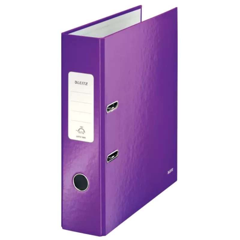 Dossier de alavanca Leitz 180° WOW POB/laminado A4/80mm, A4, cartão, roxo, 600 folhas, 80 g/m², 8 cm