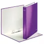 Dossier de anéis Leitz WOW laminado A4+ 2DR/25mm, A4, cartão, violeta, branco, 250 folhas, 80 g/m²