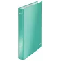 Dossier de anéis Leitz WOW laminado A4+ 4DR/25mm, A4, cartão, metálico, turquesa, 230 folhas, 80 g/m², 2,5 cm