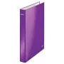 Dossier de anéis Leitz WOW laminado A4+ 4DR/25mm, A4, cartão, metálico, violeta, 230 folhas, 80 g/m², 2,5 cm