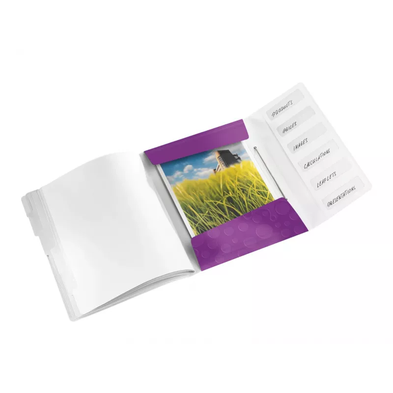 Leitz WOW PP Trennblätter-Buch, 6 Trennblätter, A4, polipropileno (PP), metálico, roxo, 200 folhas, 260 mm, 17 mm