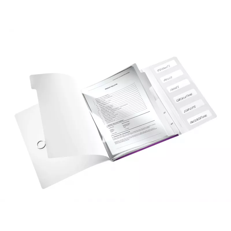 Leitz WOW PP Trennblätter-Buch, 6 Trennblätter, A4, polipropileno (PP), metálico, roxo, 200 folhas, 260 mm, 17 mm