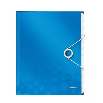 Livro de registo Leitz WOW PP 12 separadores, A4, polipropileno (PP), azul, metálico, 200 folhas, 265 mm, 17 mm