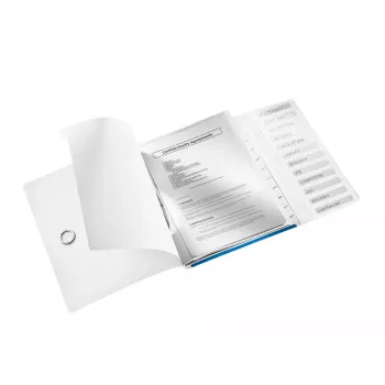 Livro de registo Leitz WOW PP 12 separadores, A4, polipropileno (PP), azul, metálico, 200 folhas, 265 mm, 17 mm