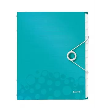 Livro de separadores Leitz WOW em PP, 12 separadores, A4, polipropileno (PP), azul, metálico, 200 folhas, 265 mm, 17 mm