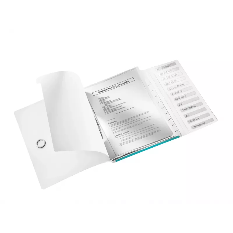Livro de separadores Leitz WOW em PP, 12 separadores, A4, polipropileno (PP), azul, metálico, 200 folhas, 265 mm, 17 mm