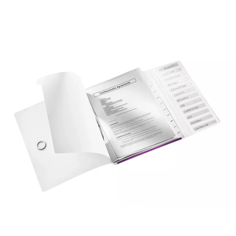 Livro de separadores Leitz WOW PP 12 separadores, A4, polipropileno (PP), metálico, roxo, 200 folhas, 265 mm, 17 mm