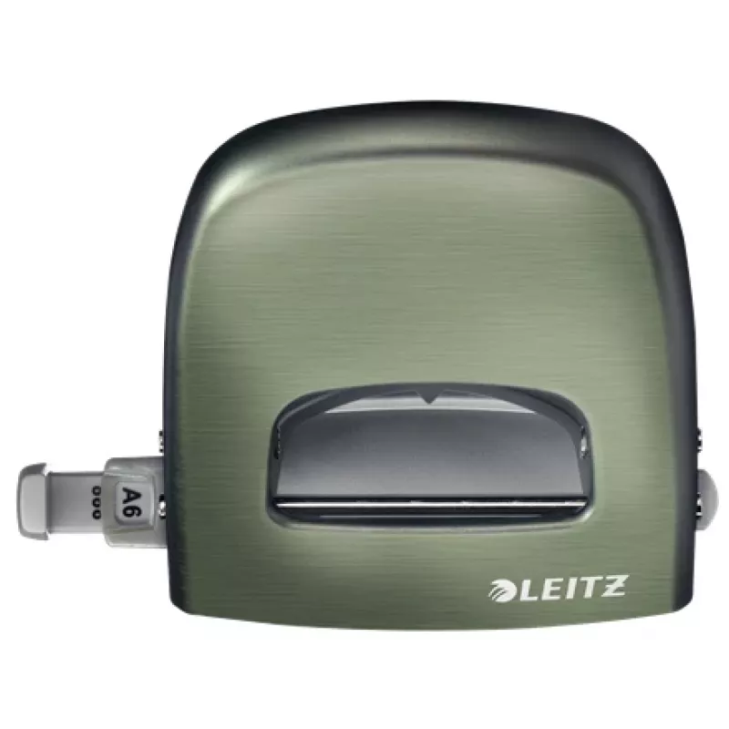 Perfurador de pinça Leitz NeXXt Style, 2 furos 30 folhas metal, 30 folhas, verde, prateado, metal, 8 cm, A6, 107 mm