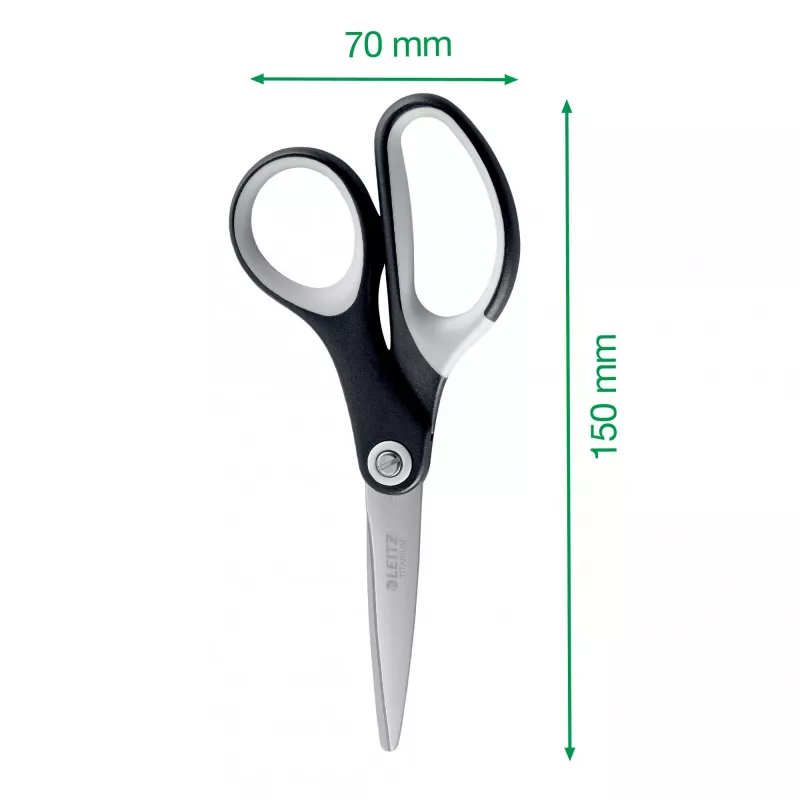 Tesoura de qualidade Leitz Titanium 150 mm, adulto, corte reto, unidade, preto, metálico, aço inoxidável, titânio