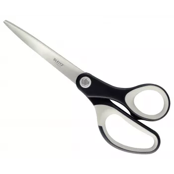 Tesoura de qualidade Leitz Titanium 205 mm, adulto, corte reto, unidade, preto, branco, aço inoxidável, tesoura de escritório