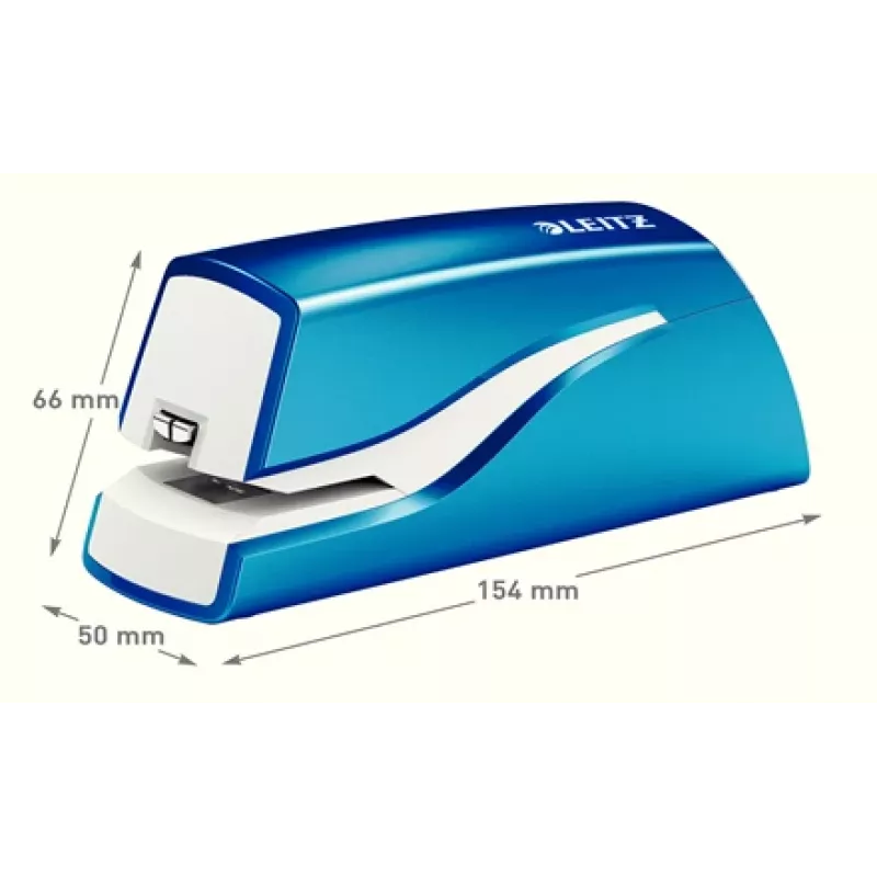 Leitz NeXXt Agrafador a pilhas WOW 5566, 10 folhas, 1 cm, plástico, azul, branco, pilha, 50 mm