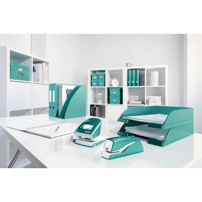 Leitz NeXXt Agrafador a pilhas WOW 5566, 10 folhas, 1 cm, plástico, azul, branco, pilha, 50 mm
