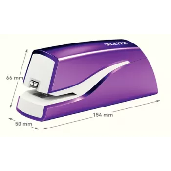 Leitz NeXXt Agrafador a pilhas WOW 5566, 10 folhas, 1 cm, plástico, lilás, branco, pilha, 50 mm