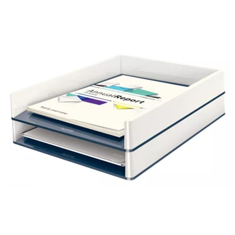 Leitz Bandeja de correspondência WOW Dual Colour, plástico, metálico, branco, A4, 267 mm, 336 mm, 49 mm