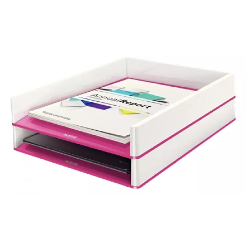 Leitz Bandeja de correspondência WOW Dual Colour, plástico, metálico, rosa, A4, 267 mm, 336 mm, 49 mm