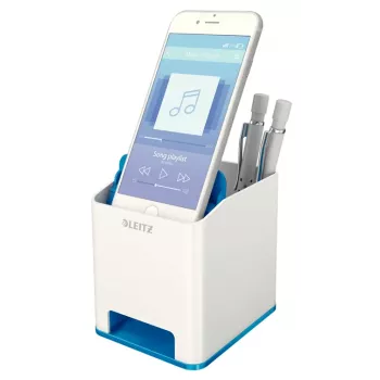 Leitz Porta-canetas Sound WOW, azul, branco, poliestireno, 90 mm, 101 mm, 100 mm, 140 g