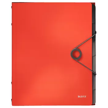 Leitz Registerbuch Solid 6 separadores, pasta com aba, A4, polipropileno (PP), vermelho, 200 folhas, 80 g/m²